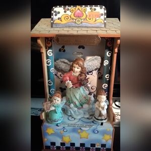 Vintage Montgomery Ward Wooden Christmas Musical Box "Hark the Herald Angels